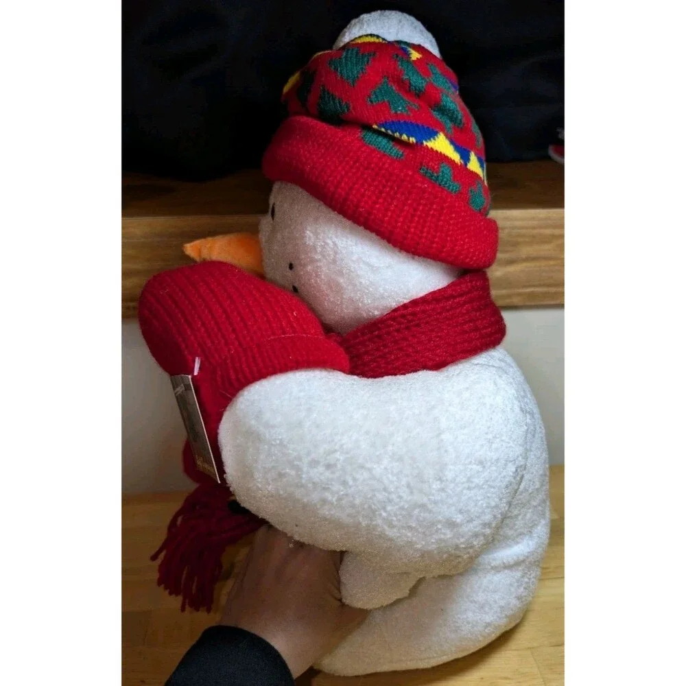 Snowman Chenille Stuffed Plush VTG 12